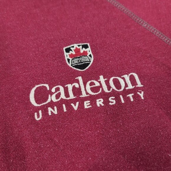 Carleton University Red 1/4 Zip Collared Sweater Campus Crew Athletics S Small - Picture 3 of 11